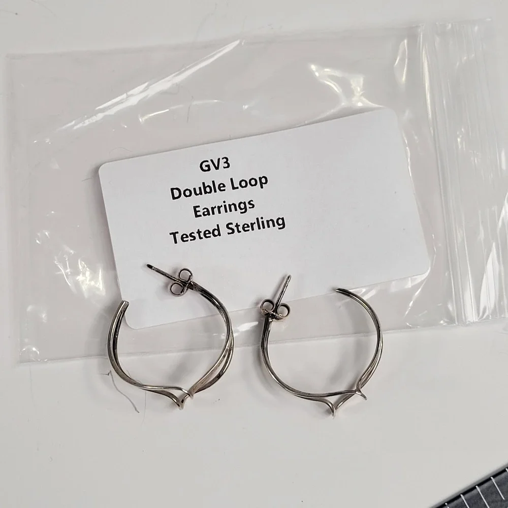 925 Sterling Earrings Lot Of 3 Pairs Quartz Moon Crystal‎ Triangle Hoop Jewelry